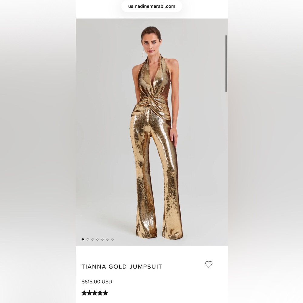 Nadine Merabi Gold Sequin Halter Jumpsuit